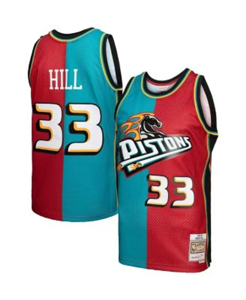 Mitchell & Ness Men's Grant Hill Teal, Red Detroit Pistons Hardwood  Classics 1999-00 Split Swingman Jersey