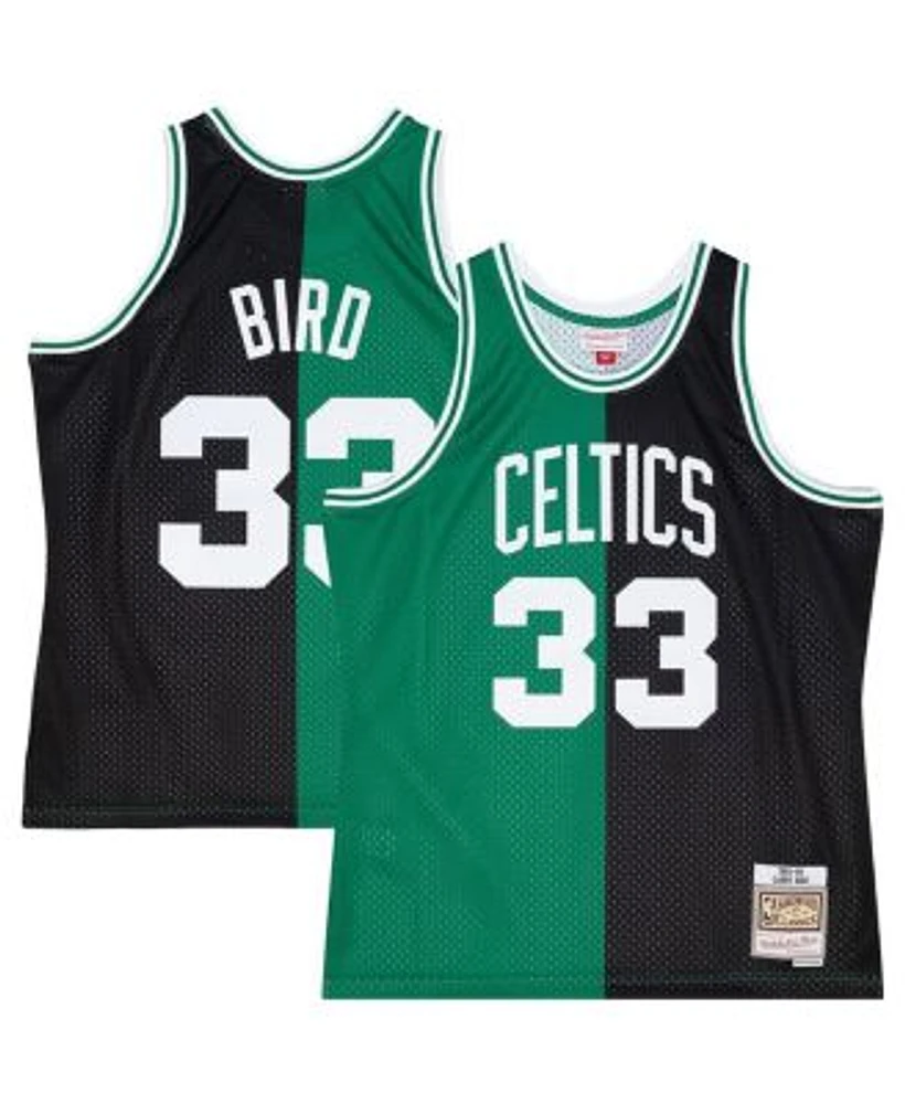 Mitchell & Ness Men's Larry Bird Black, Kelly Green Boston Celtics Hardwood  Classics 1985-86 Split Swingman Jersey