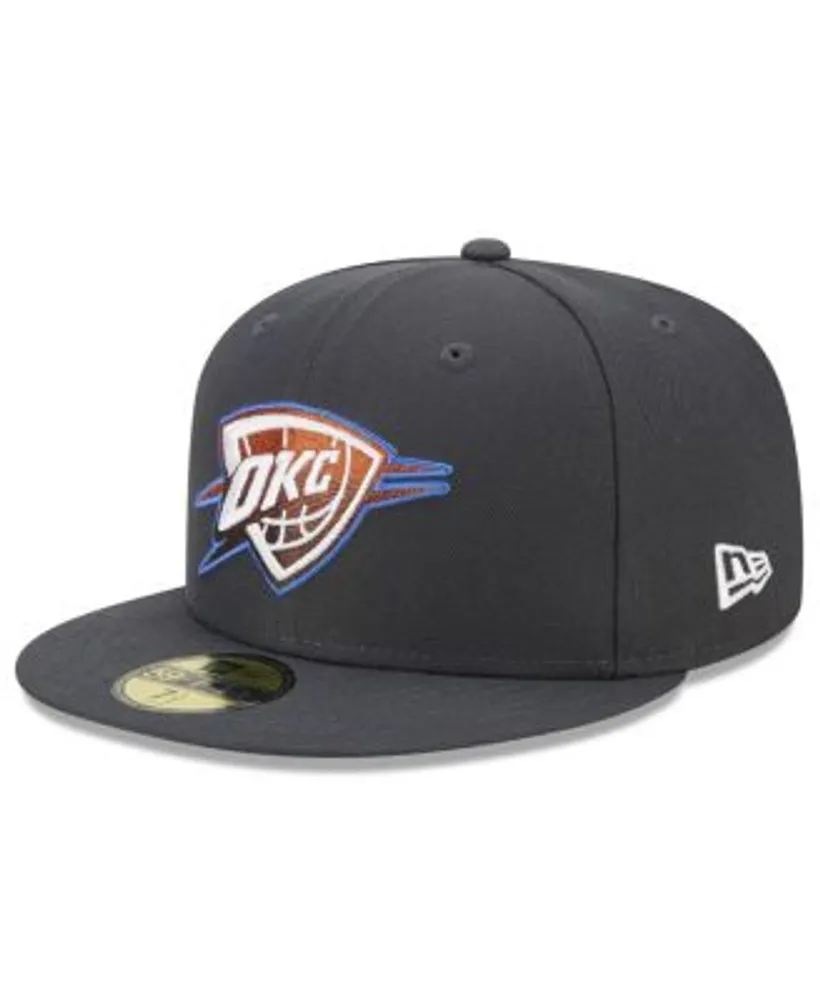 Men's New Era Black Oklahoma City Thunder Black & White Logo 59FIFTY Fitted  Hat