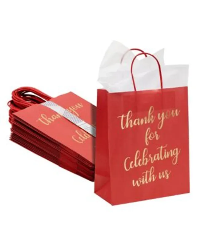 Thank You Kraft Gift Bags with Tissue Paper (Rose Gold Foil, 15