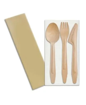 Gold with White Handle Moderno Disposable Plastic Cutlery Set - Spoons,  Forks and Knives (240 Guests)