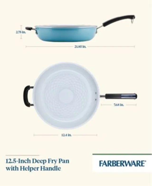 GreenPan Rio Healthy Ceramic Nonstick 13.5 Frying Pan Skillet with Helper Handle, Turquoise