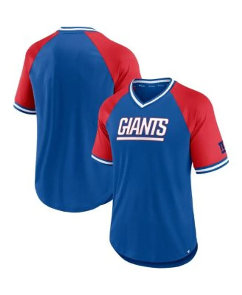 Fanatics Men's Branded Royal, Red New York Giants Second Wind Raglan V-Neck  T-shirt