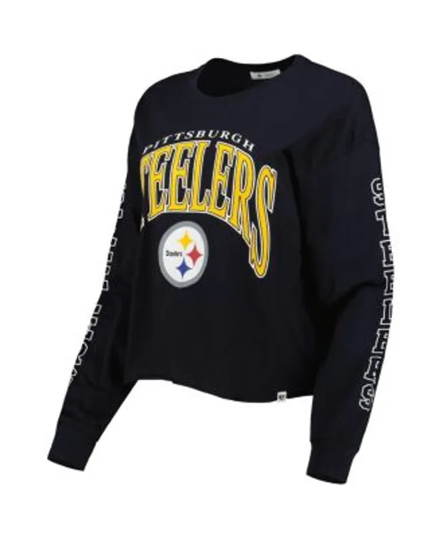 Women's WEAR by Erin Andrews White Pittsburgh Steelers Celebration Cropped  Long Sleeve T-Shirt