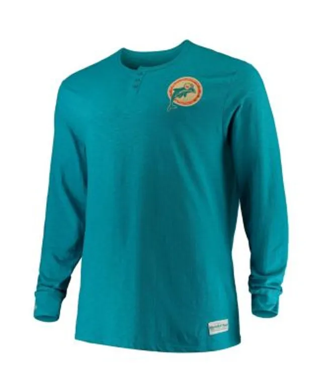 Miami Dolphins Mitchell & Ness All Over Print Crew Sweatshirt - Teal - Mens