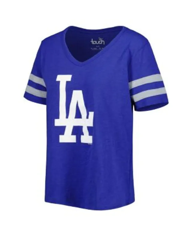 Youth White/Royal Los Angeles Dodgers Pinstripe Raglan V-Neck T-Shirt