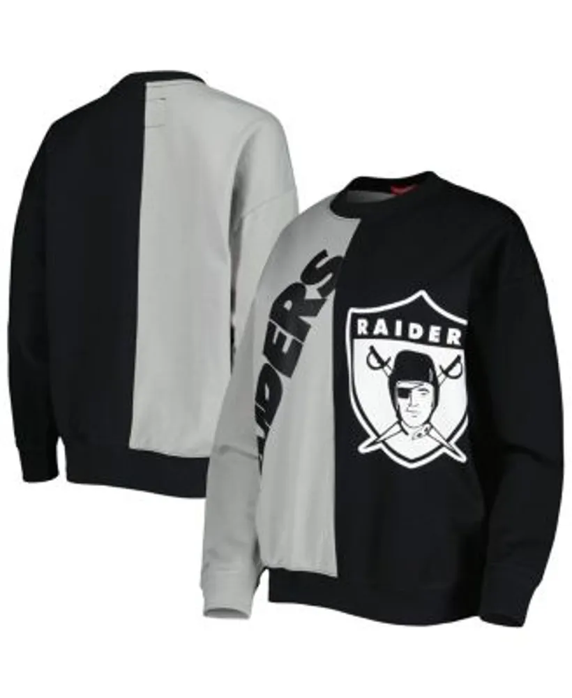 Youth Las Vegas Raiders Black Color Block Raglan Pullover Hoodie