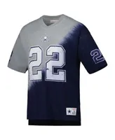 Mitchell & Ness Men's Emmitt Smith Navy, Gray Dallas Cowboys Retired Player  Name and Number Diagonal Tie-Dye V-Neck T-shirt