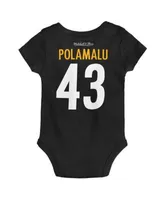 Mitchell & Ness Newborn and Infant Boys and Girls Troy Polamalu Black  Pittsburgh Steelers Retro Name and Number Bodysuit