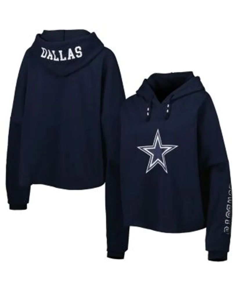 Women's New Era Navy Dallas Cowboys Foil Sleeve Pullover Hoodie