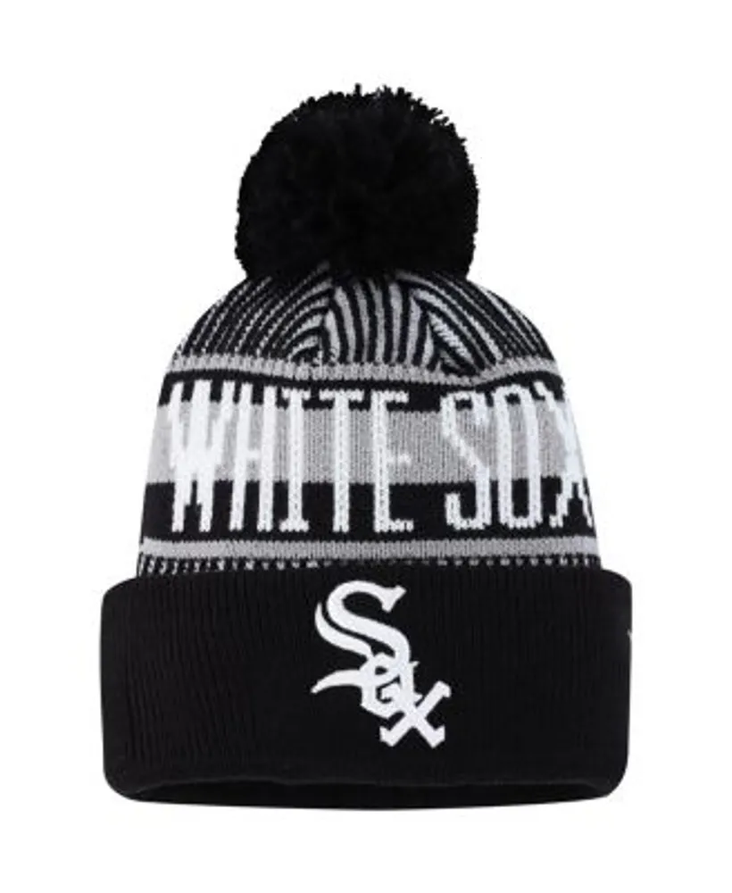 Atlanta Braves New Era Striped Cuffed Knit Hat with Pom - Navy