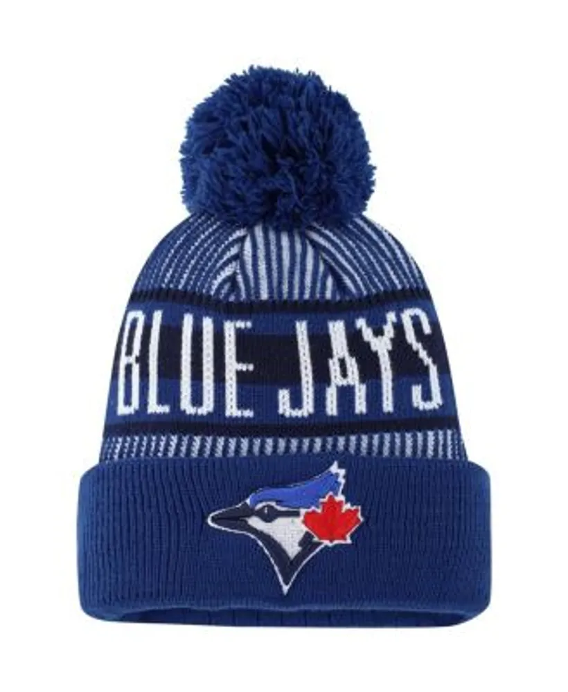 New Era Youth Boys Royal Toronto Blue Jays Striped Cuffed Knit Hat with Pom