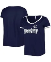 Soft As A Grape Women's Navy New York Yankees Plus Size V-Neck T