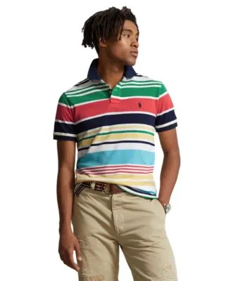 Men'a Classic-Fit Striped Mesh Polo Shirt