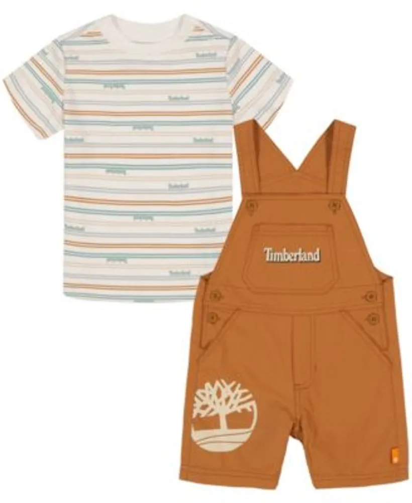 Timberland Baby Boys Short Sleeve Patterned T-shirt Canvas Shortalls, Piece Set The Shops at Bend
