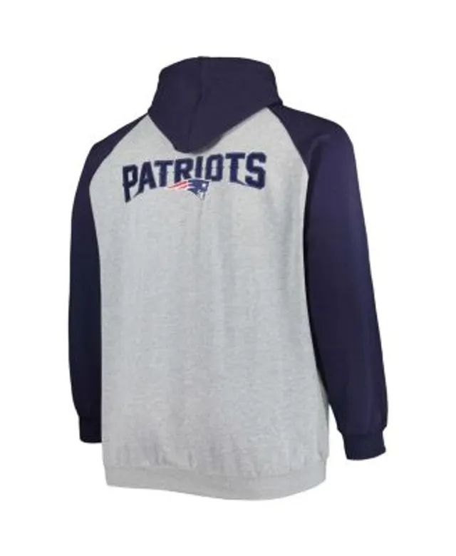 Profile Heather Gray New England Patriots Big & Tall Fleece Raglan Full-Zip Hoodie Jacket