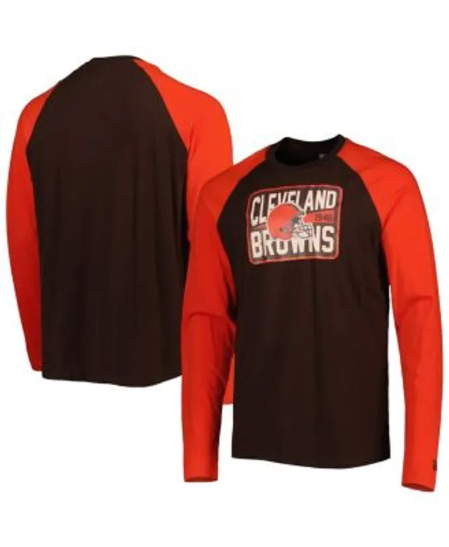 Nike Men's Cleveland Browns Athletic Long Sleeve Raglan T-Shirt - Grey & Brown - S (Small)