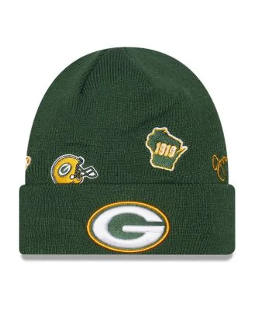 New Era Youth Boys Green Green Bay Packers Identity Cuffed Knit Hat