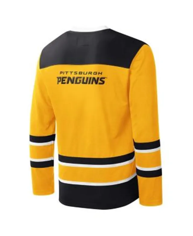 Lids Pittsburgh Penguins Starter Cross Check Jersey V-Neck Long Sleeve T- Shirt - Gold/Black
