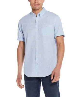 Men's Linen Cotton Slub Short Sleeve Button Down Shirt