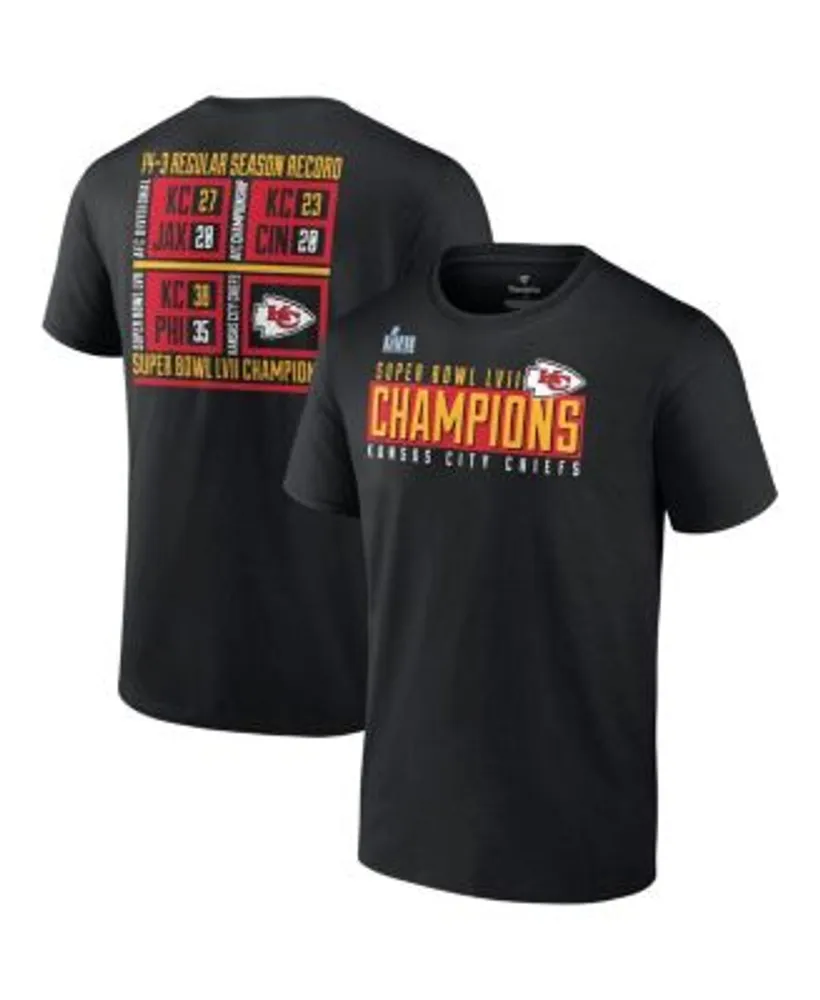 Fanatics Men's Branded Black Kansas City Chiefs Super Bowl LVII Champions  Big and Tall Scoreboard Showcase Schedule T-shirt