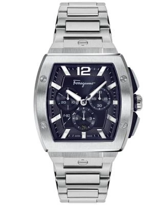 Men's Swiss Chronograph F-80 Tonneau Stainless Steel Bracelet Watch 42mm