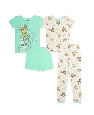 Frozen Little Girls Short Sleeves Pajama Set, 4 Piece