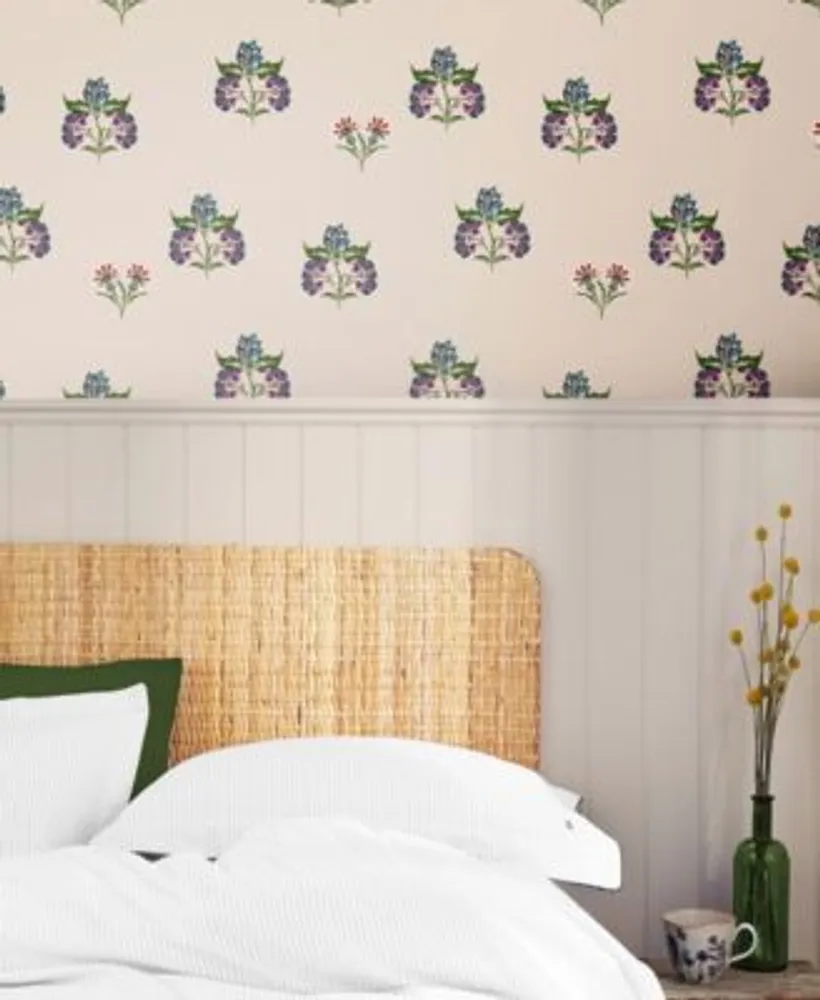 299913125  Wilma White Floral Block Print Wallpaper  by AStreet Prints