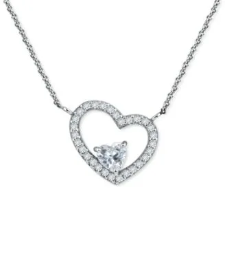 Cubic Zirconia Heart Pendant Necklace, 16", Created for Macy's