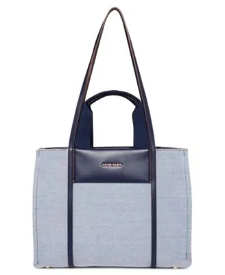 Giani Bernini Block Signature Tote, Created For Macy's In Ivory/silver