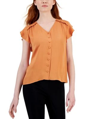 Women's V-Neck Button-Front Top