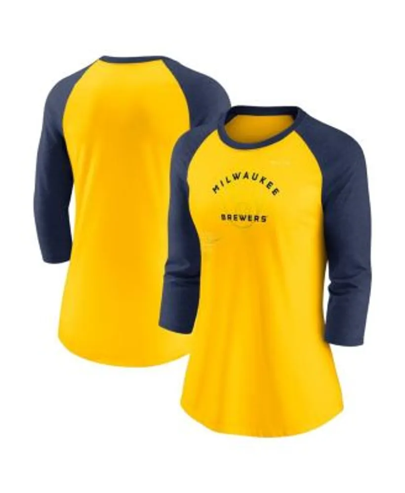 Women's Milwaukee Brewers Navy Oversized Spirit Jersey V-Neck T-Shirt