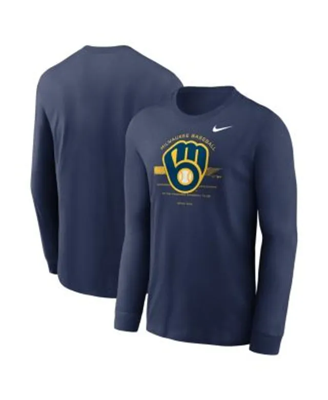 Nike Men's Navy Milwaukee Brewers Over Arch Performance Long Sleeve T-shirt
