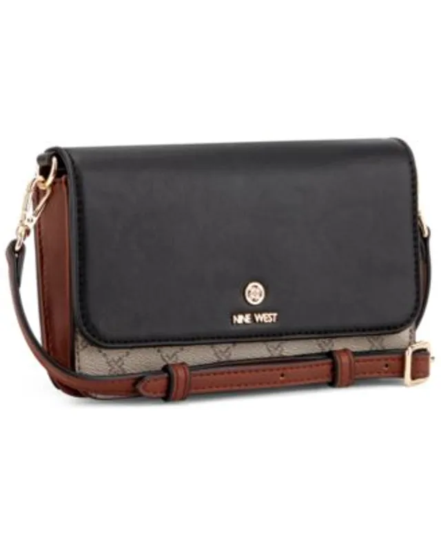 Nine West Linnette Zip Around Wristlet Wallet - Brown/Black Logo