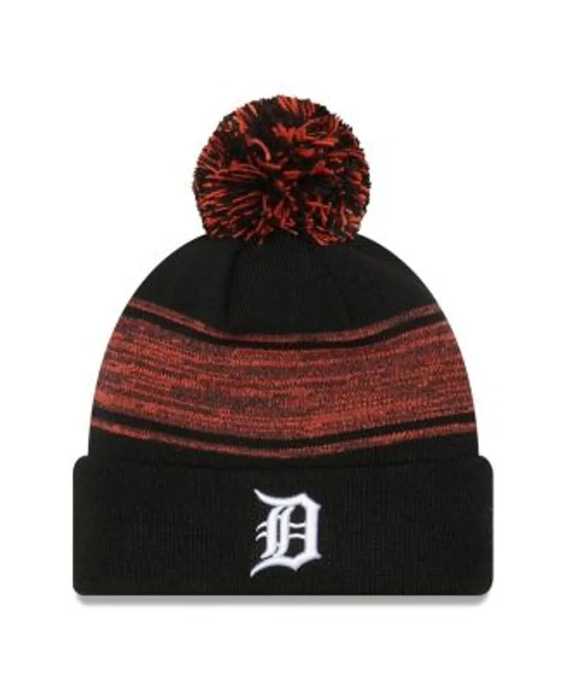 New Era Men's Black Detroit Tigers Chilled Cuffed Knit Hat with Pom