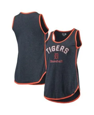 Detroit Tigers New Era Women's Pinstripe Scoop Neck Tank Top - White/Navy