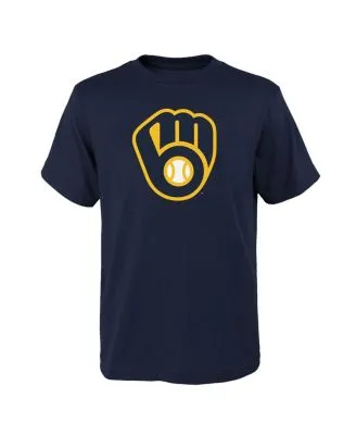 Youth Stitches Navy Milwaukee Brewers Allover Team T-Shirt