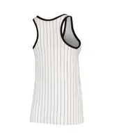 Women's New Era White/Black Oakland Athletics Pinstripe Jersey Tank Top