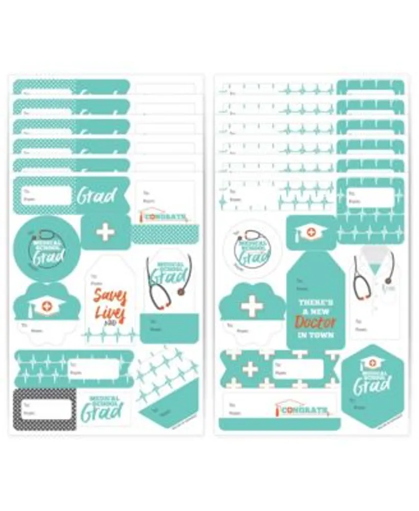 Big Dot of Happiness Medical School Grad Assorted Doctor To & From Stickers  12 Sheets 120 Stickers