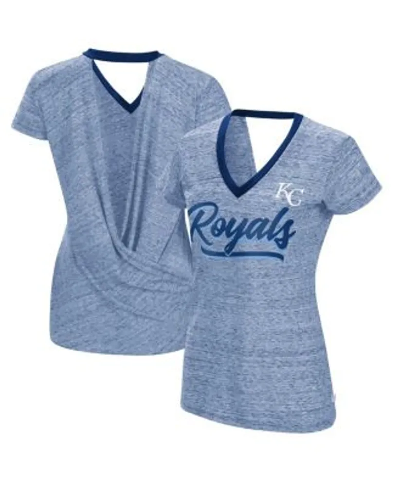 Women's Chicago Cubs Touch Royal Halftime Back Wrap Top V-Neck T-Shirt
