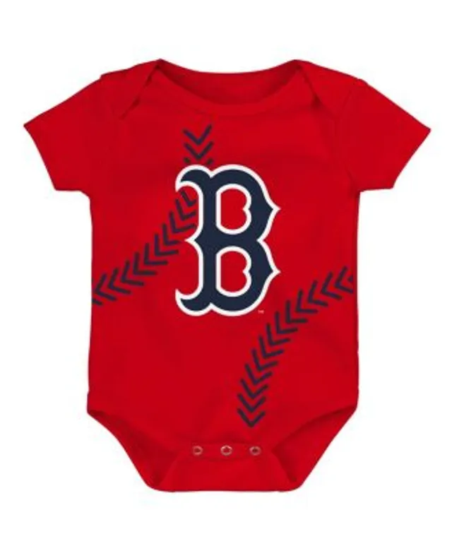 Outerstuff Newborn Boys and Girls White, Navy Boston Red Sox Power Hitter  Short Sleeve Bodysuit