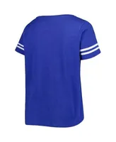 Women's Royal Los Angeles Dodgers Plus Size Cloud V-Neck T-Shirt