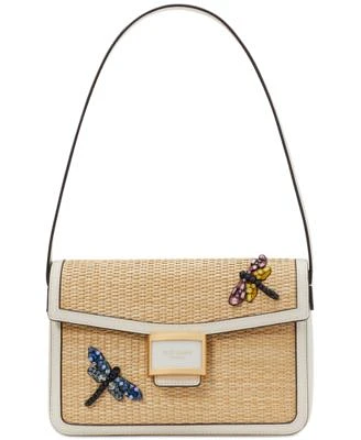 Katy Dragonfly Embellished Straw Small Shoulder Bag