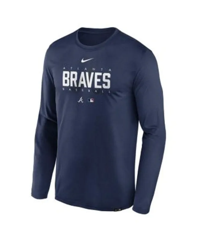 Nike Men's Atlanta Braves Navy Arch Over Logo Long Sleeve T-Shirt