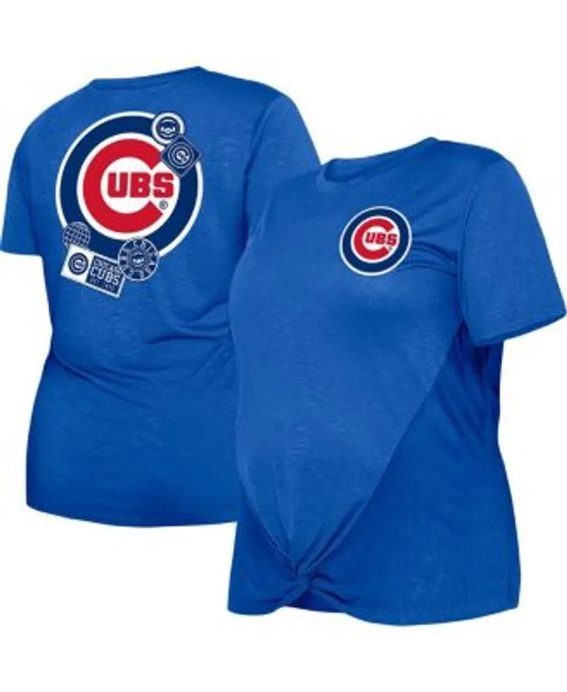 Chicago Cubs New Era Women's Plus Size 2-Hit Front Knot T-Shirt - White