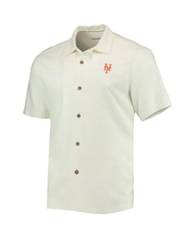 Men's Texas Rangers Tommy Bahama Cream Baseball Camp Button-Up Shirt