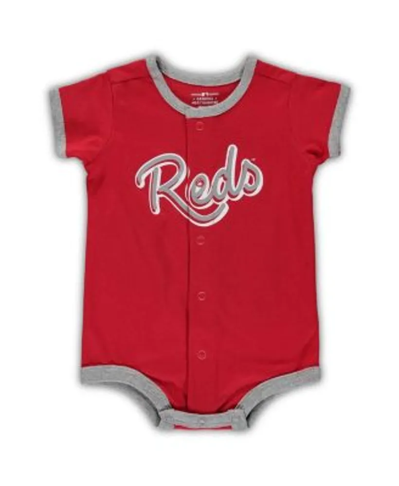Outerstuff Newborn and Infant Boys Girls Red Cincinnati Reds Stripe Power  Hitter Romper