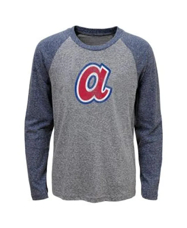 Outerstuff Youth Heather Charcoal/Heather Navy Boston Red Sox Cooperstown  Collection Raglan Tri-Blend Long Sleeve T-Shirt