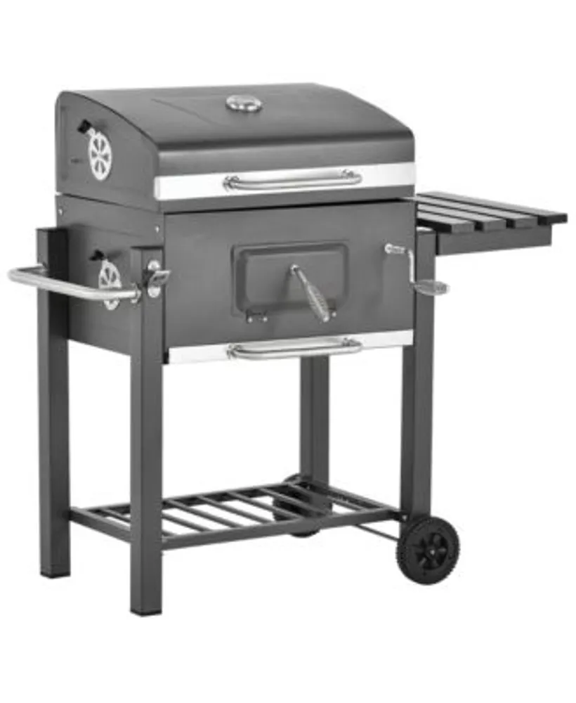 Outsunny 2 Burner Propane GAS Grill Outdoor Portable Tabletop BBQ with Foldable Legs, Lid, Thermometer for Camping, Picnic, Backyard, Light Grey