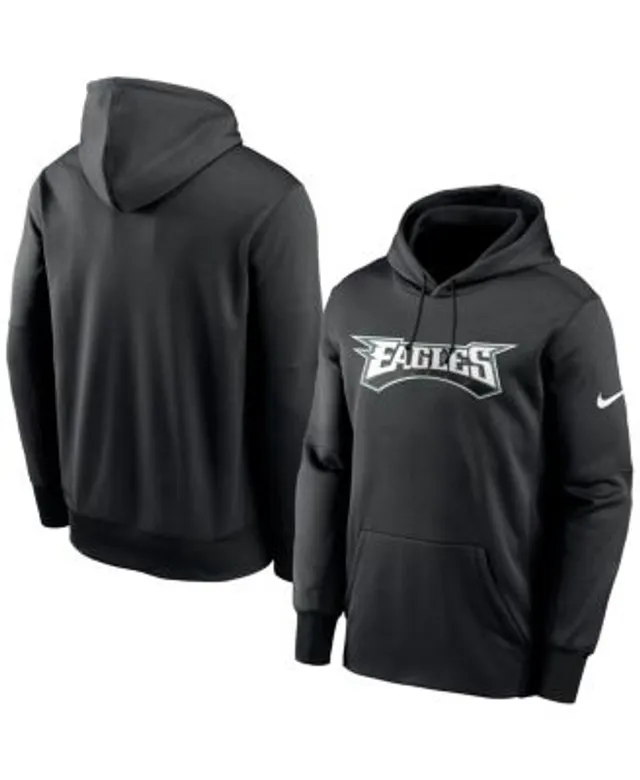 Nike Men's Black Philadelphia Eagles Wordmark Therma Performance Pullover Hoodie - Black